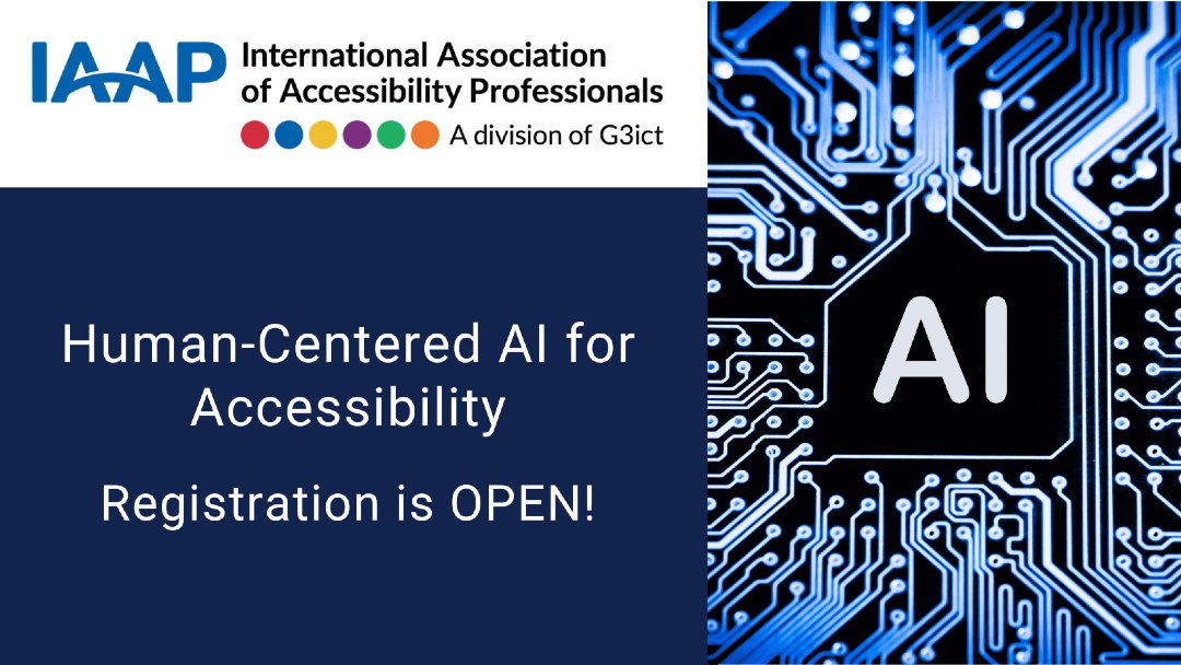 IAAPOrg's tweet photo. Attending webinars is a great way to earn education credits to maintain your certification.

Register now to attend the "Human-Centered AI For Accessibility" webinar series, or check out other upcoming webinars to attend: https://t.co/ZmXV2CFzrN

#IAAP #AccessibilityProfessionals https://t.co/01dRgTxQsv