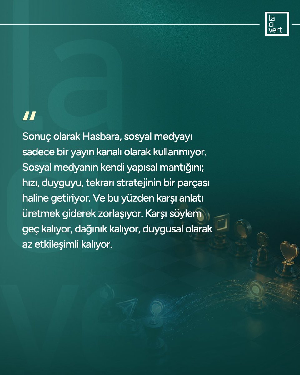 lacivert_dergi's tweet photo. Lacivert’in “Dijital Sömürü” dosyasında Rana Canan Cömert, dijital çağda savaşın değişen yüzünü ve Hasbara’nın algoritmalar üzerinden kurduğu iletişim stratejisini ele alıyor.

“Algoritmik savaşlar ve Hasbara.”

Dijital çağda savaş yalnızca sahada değil, algoritmaların yön verdiği dijital platformlarda da sürüyor. Algı yönetimi, tekrar ve görünürlük, iletişimi savaşın ayrılmaz bir parçası hâline getiriyor.

#lacivertdergi