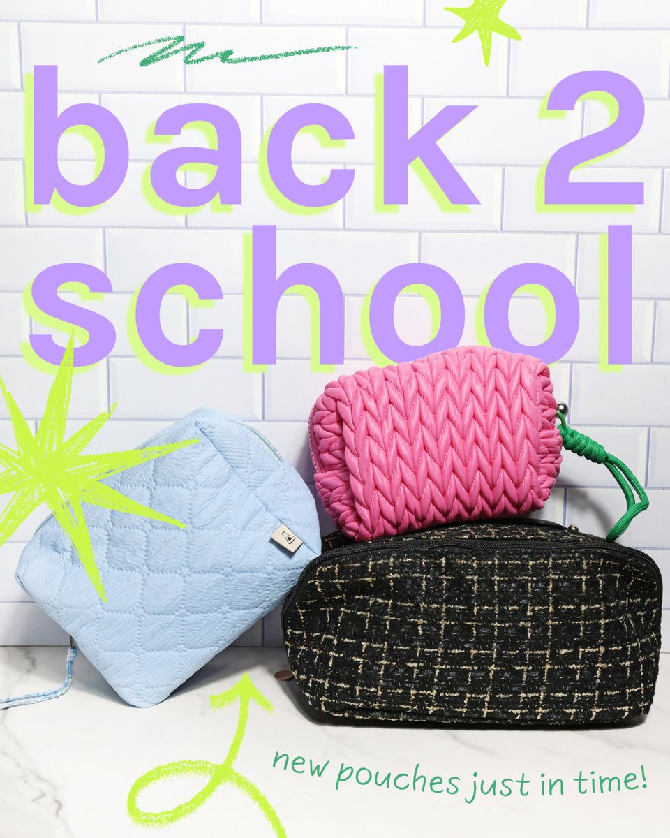 shopmissa's tweet photo. trigger warning: back to school 🫣📝

We know, we know. But our new a2o lab pouches just dropped and they are an absolute necessity (and they start at just $4!!). Whether you're trying to survive first class or packing for a weekend trip, they fit ALL your essentials. ✨ https://t.co/pr1zMCZbnF