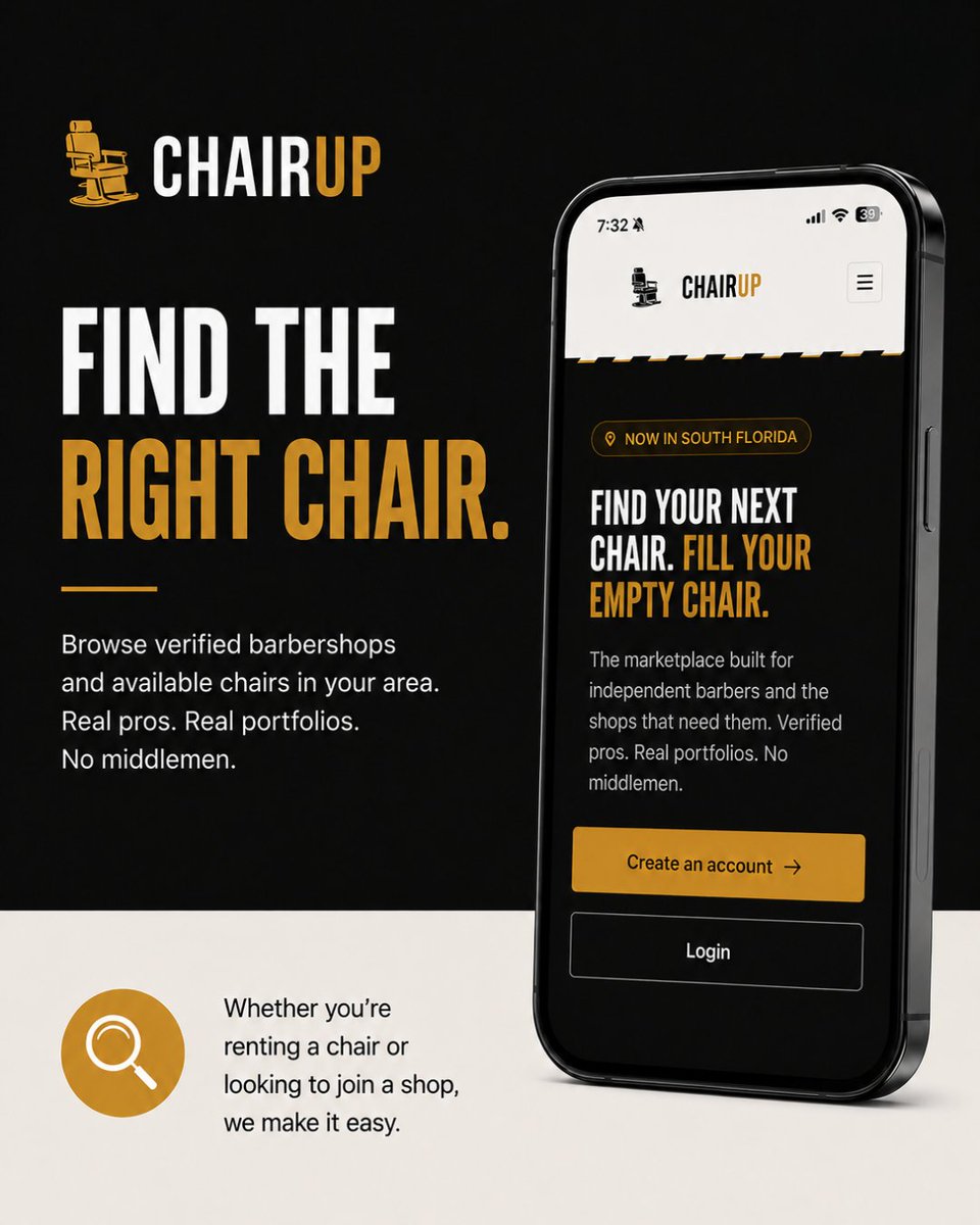 chairupUS's tweet photo. Today’s the day! 🎉 ChairUp is officially live in South Florida. 💈  

Looking to fill your chairs or find your next opportunity? Visit https://t.co/thgLk2zWhz or scan the QR code to get started. https://t.co/Wf6ajTDSg0