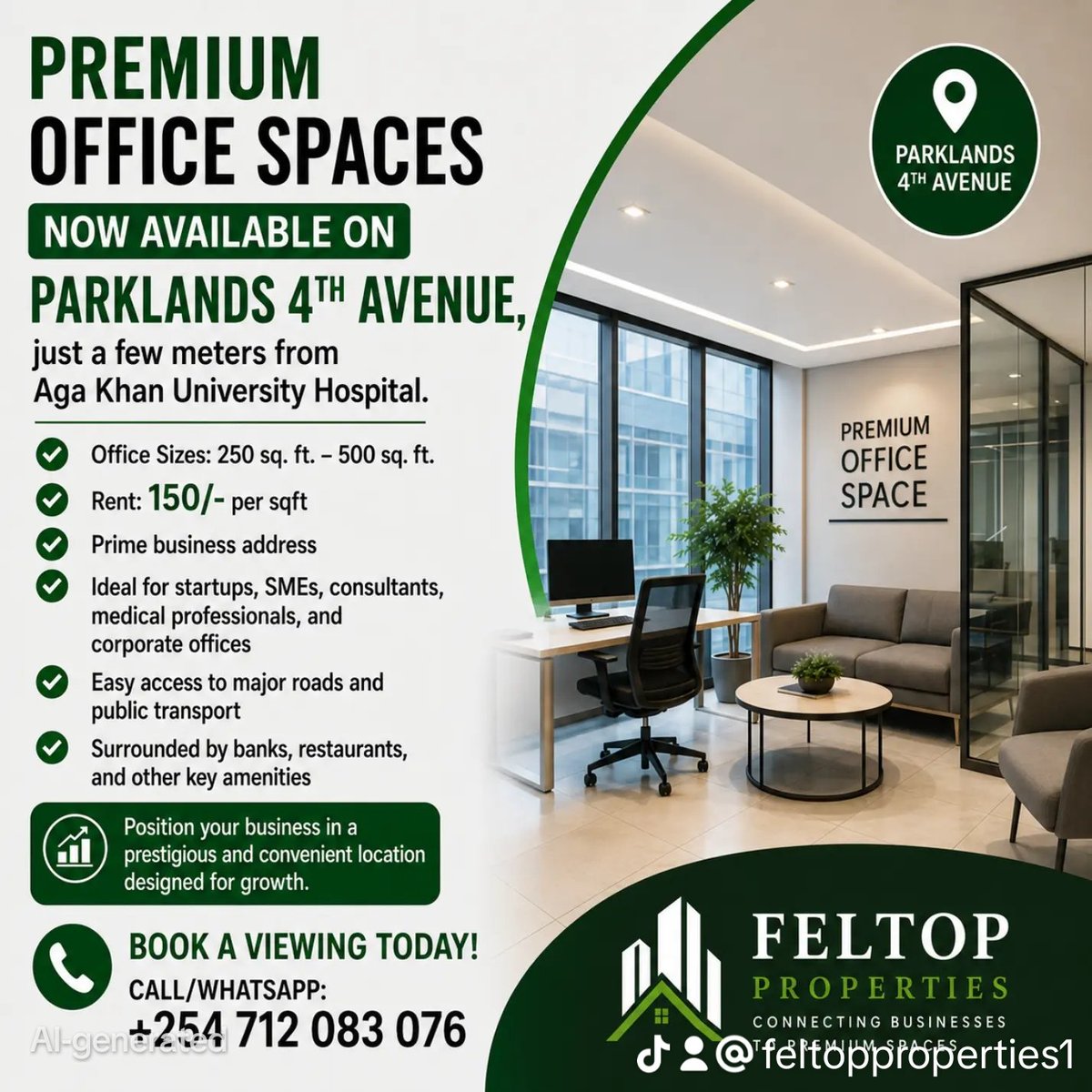 Feltoppropertie's tweet photo. Premium Office Spaces Now Available – Parklands 4th Avenue! 🏢
Looking for the perfect business address in Nairobi? Secure your office just a few meters from Aga Khan University Hospital.
✅ Office Sizes: 250–500 sq. ft. 💰 Rent: KSh 150 per sq. ft. ✅ Prime business location ✅ https://t.co/gNTTN7W6oW