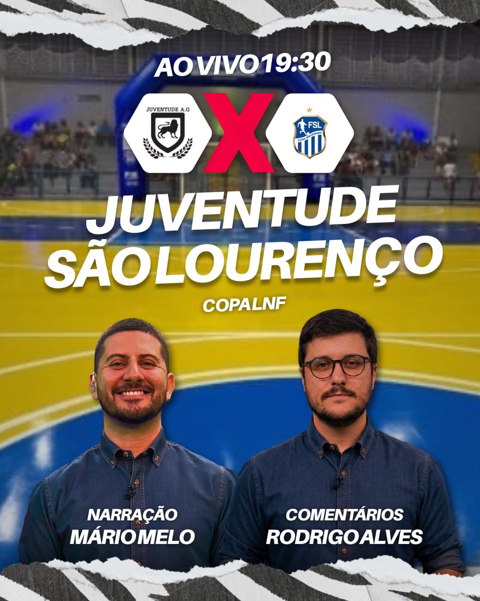 mariomelofc's tweet photo. HOJE É DIA DE CONHECER O ÚLTIMO SEMIFINALISTA DA COPA LNF 🥅❌
JUVENTUDE x SÃO LOURENÇO
AO VIVO a partir das 19:30 logo após o Mundo Futsal
Narração de Mário Melo e comentários de Rodrigo Alves
#CopaLNF #JuventudeAG #SãoLourençoFutsal #FutsalXSports #XSports https://t.co/AbEeBamfHa