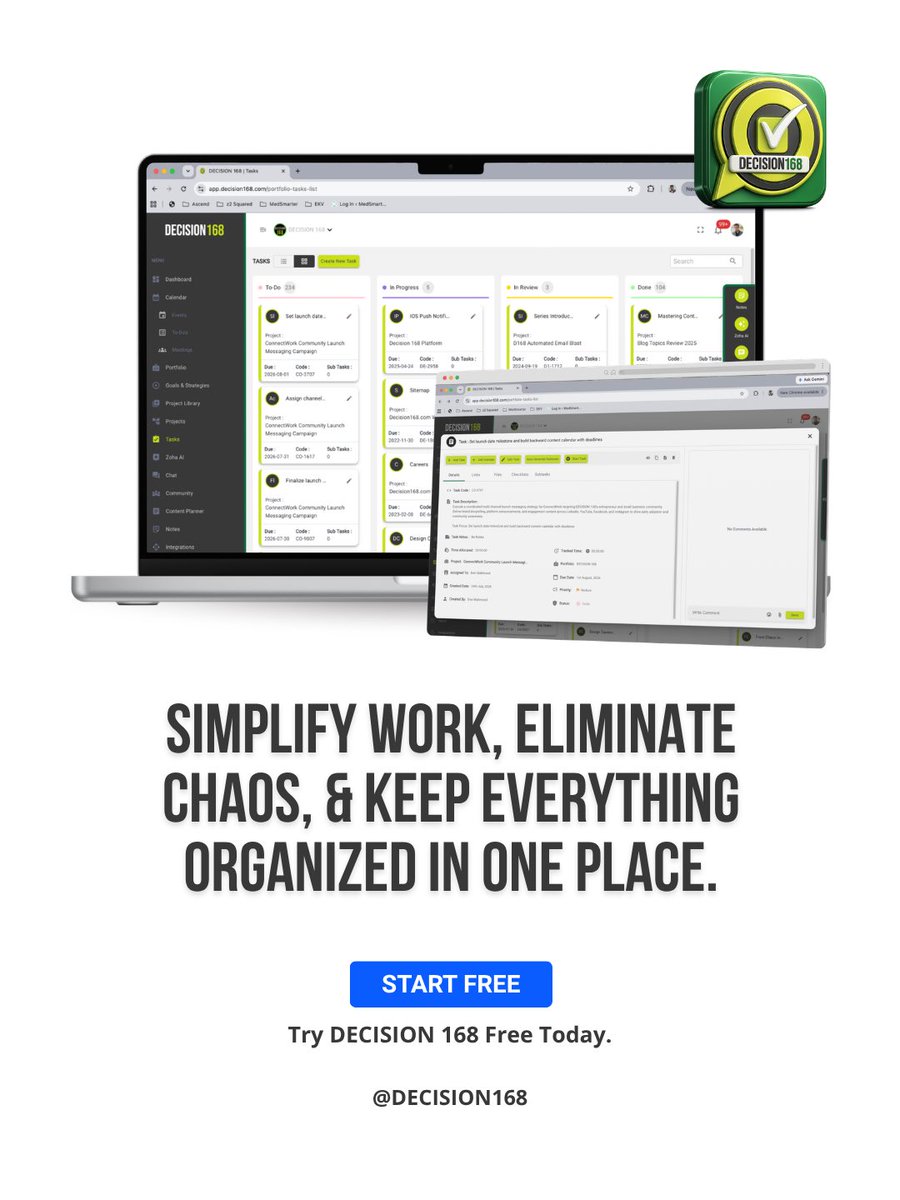 decision168's tweet photo. Work smarter. Not harder. #HowRealTeamsWork.
Try #DECISION168 Free Today
https://t.co/lRkgTBhJQV
#DECISION168 #Efficiency #Simplify #OperationsManagement https://t.co/RcGi9i8p1U
