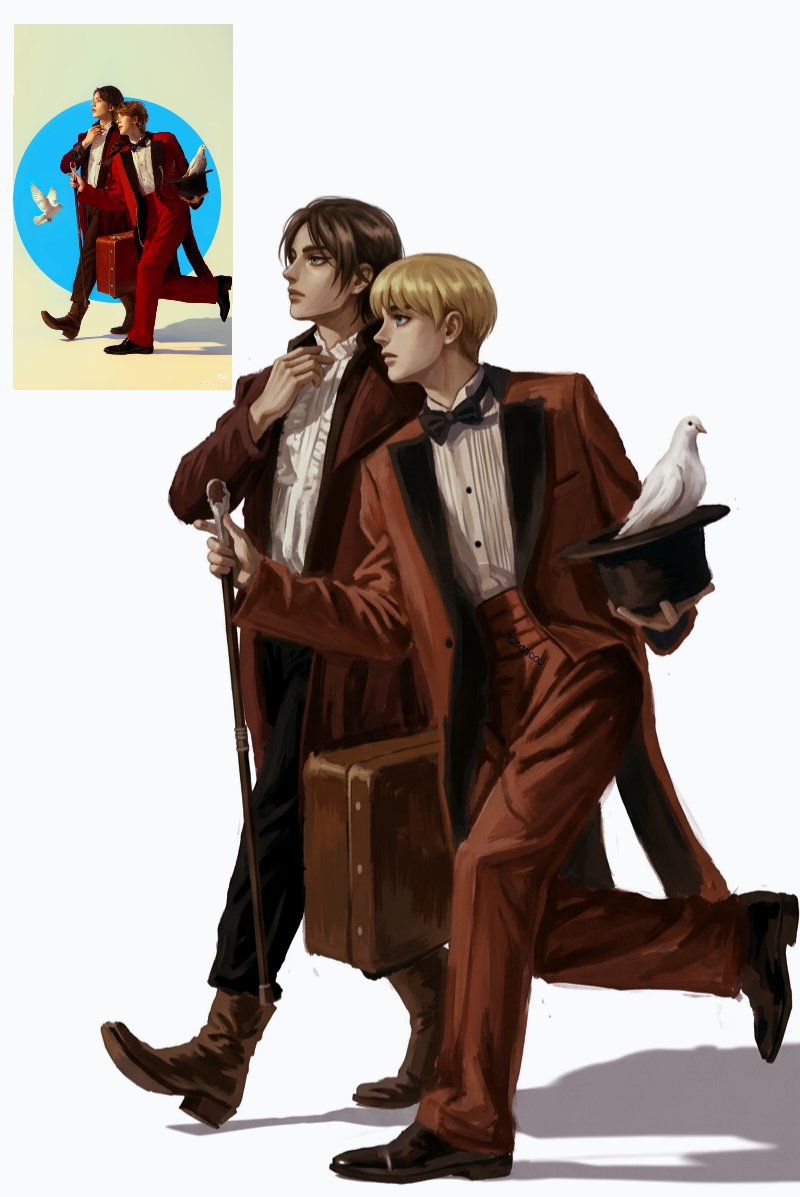 Coochiesamurai's tweet photo. Armin and Eren as magicians:3 
#aot https://t.co/qoeHhfb9ab