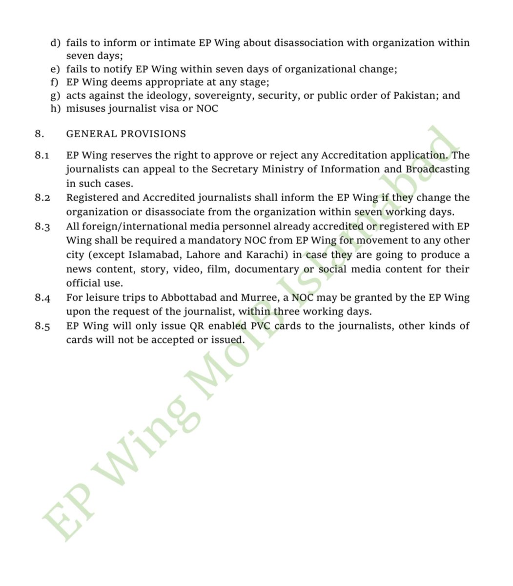 sidhant's tweet photo. Pakistan issues new guidelines for foreign media in the country. 

All foreign media personnel will now require a No Objection Certificate (NOC) from Pakistan govt to travel to any city outside
Islamabad, Lahore and Karachi for news coverage. https://t.co/gy2XykWahU