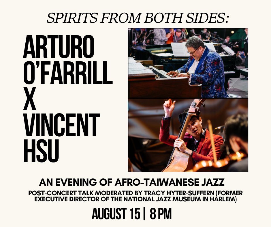 FlushingTwnHall's tweet photo. The biggest show of our summer season is here! Arturo O'Farrill, a leading voice in Afro-Latin Jazz, is joined by bassist and composer Vincent Hsu, whose award-winning music fuses Jazz and Afro-Cuban sounds with his Taiwanese roots.

Tickets: https://t.co/n4BYeN6eqp https://t.co/qZmu11uMOT