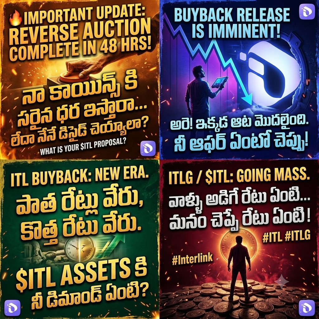 kkumar97169485's tweet photo. 🔥Important Update

Interlink Labs' reverse auction buyback mechanism will be completed within the next 48 hours.
This also means that the release of Interlink Labs' buyback,
What price would you propose for Interlink Labs to buy back your $ITL assets?

#InterLink #ITLG #ITL https://t.co/VLiLkmaTmO