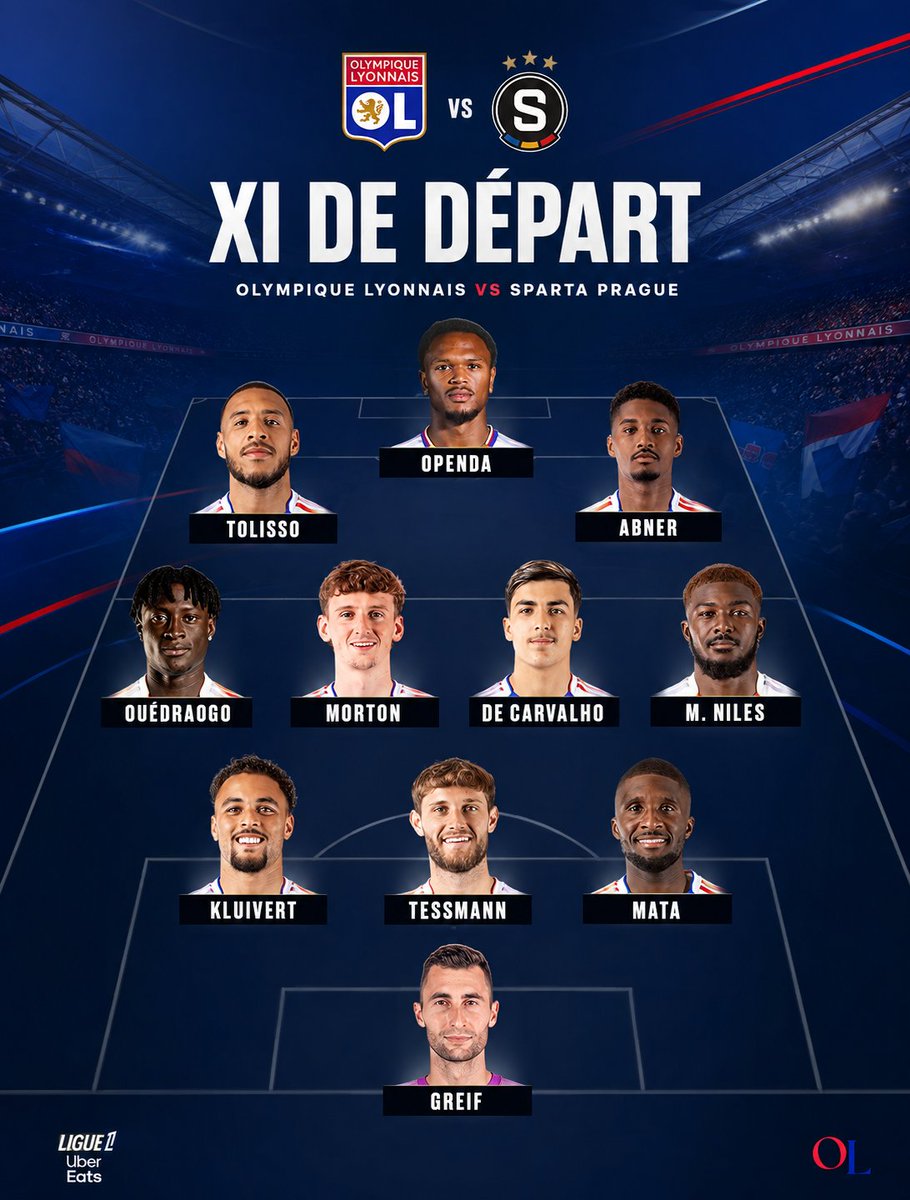 Nail1253114188's tweet photo. XI DE DÉPART : OL VS SPARTA PRAGUE 🔴🔵
Le onze lyonnais est prêt pour le combat ! Tout donner sur le terrain pour décrocher la victoire. 💪⚽
#OL #OlympiqueLyonnais #OLSpartaPrague #SpartaPrague #XIDeDepart #TeamOL #AllezLyon #Football #MatchDay #EuropaLeague #Lyon #Tolisso https://t.co/UEGrm4REzN