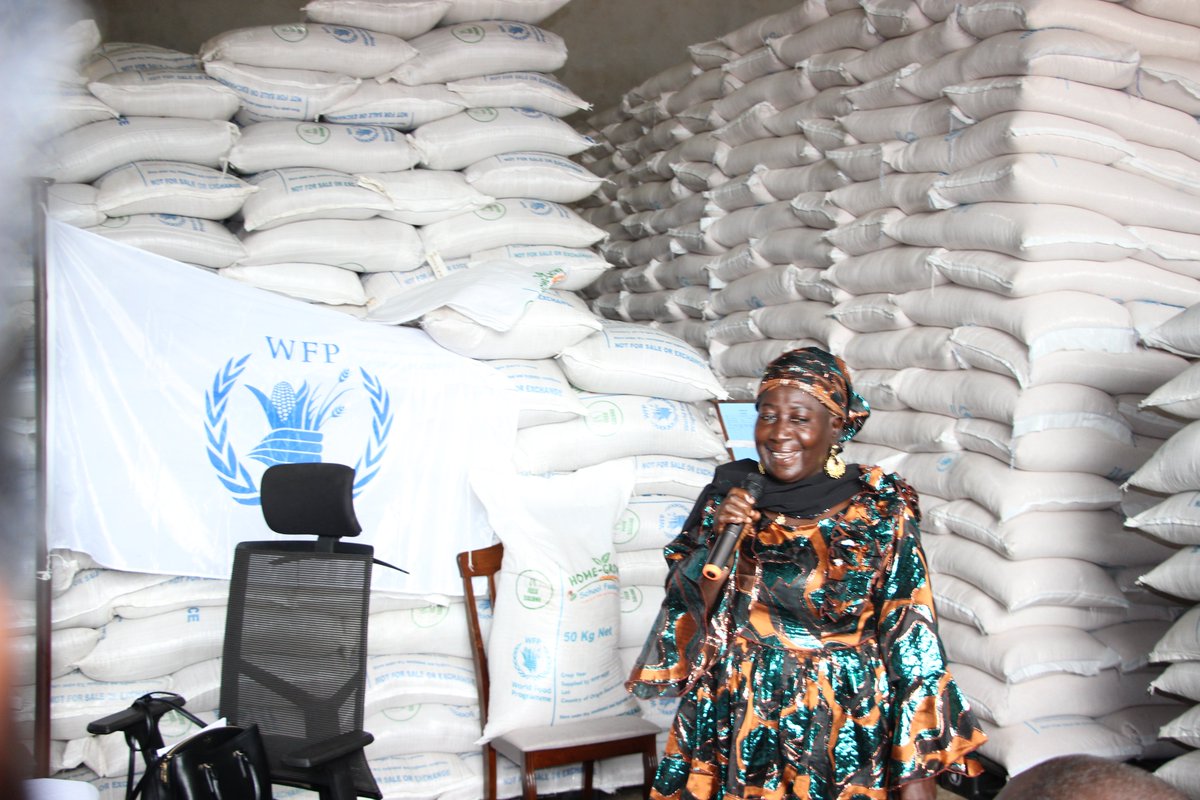 WFPS_Leone's tweet photo. WFP, the Government, FAO and partners launched the 2026/27 Home-Grown School Feeding Year at WFP’s Kissy Warehouse. Over 1 million kg of rice and pulses have been purchased from local farmers, linking agriculture, nutrition and education for #ZeroHunger. 🌾🍚📚 #FeedSalone https://t.co/eOVwqeXJmt