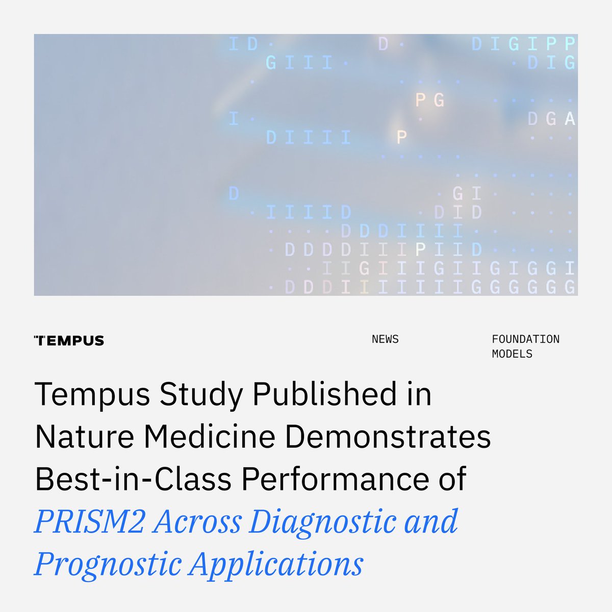 TempusAI's tweet photo. Results published in @NaturePortfolio  demonstrate that PRISM2, a multimodal slide-level pathology foundation model developed in collaboration with researchers from Microsoft, demonstrates best-in-class performance across a wide variety of diagnostic and prognostic applications.

By combining large vision models built from pathology images with large language models, PRISM2 unlocks diagnostic-grade precision in research involving cancer detection, biomarker identification and prognosis prediction.

PRISM2 is the largest model trained on the most comprehensive dataset to date, with nearly 700,000 specimens and clinical reports, covering over 2.3 million slides and 14 million question−answer pairs.

Learn more: https://t.co/L7TJTnNd28