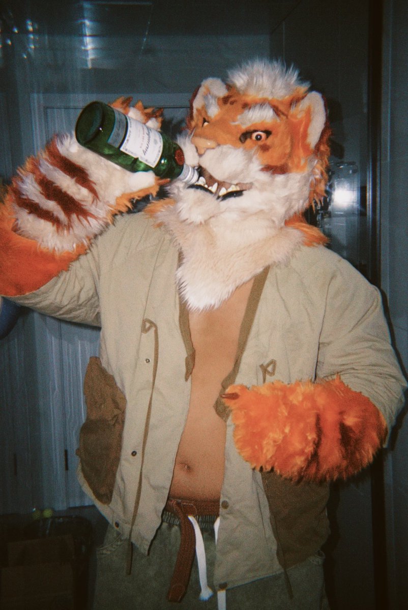 TigerHRMS's tweet photo. 虎虎喝酒，虎虎喝醉 #furry #fursuit https://t.co/G47zOVgiEV