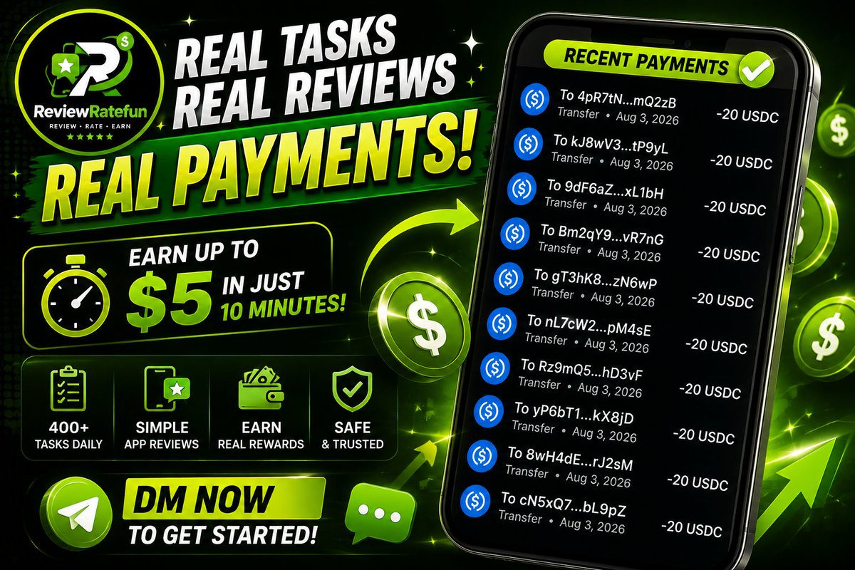 ReviewRatefun's tweet photo. 🎯 Your phone can do more than entertain you.

📱 Review apps in your free time.
💸 Get rewarded for every completed task.

📩 DM now.

#ReviewApps #EarnMoney  #SideHustle #OnlineEarning #RemoteWork #OnlineJobs #USDT #PassiveIncome #ExtraIncome #MoneyOnline https://t.co/AzWYIAbvXS