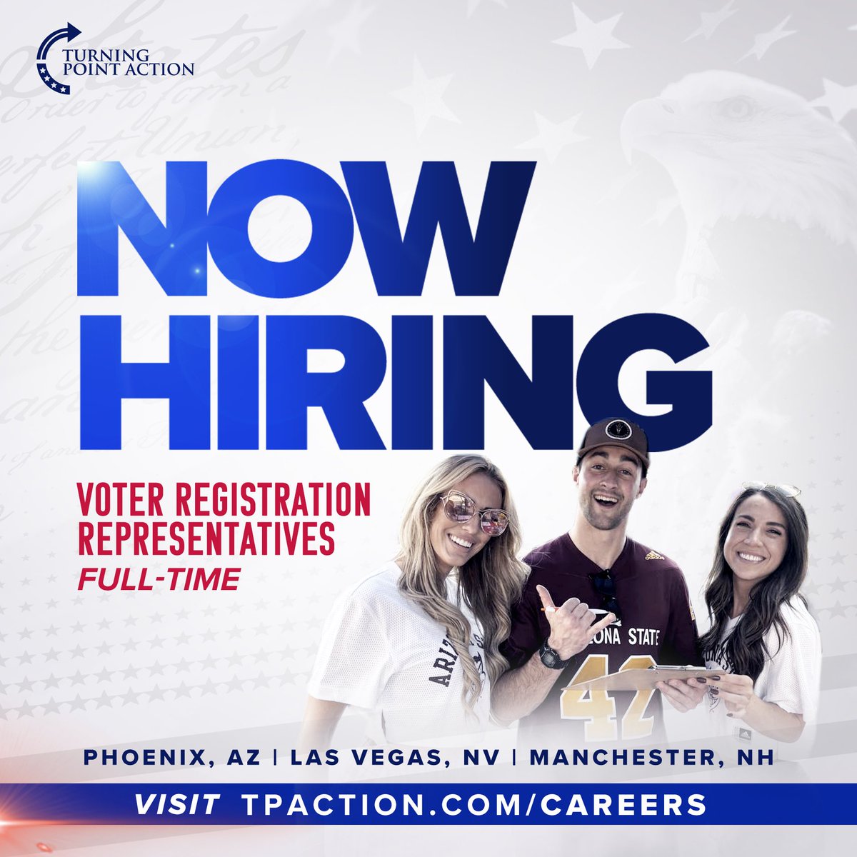AlyssaGoncales's tweet photo. We are hiring!! 

I’m looking for two voter registration representatives for AZ and Nevada! 

This is a fun new opportunity to join the best team in America! 

Apply at https://t.co/D95hoBocfu under the Field program! https://t.co/rnEPmRkoQj