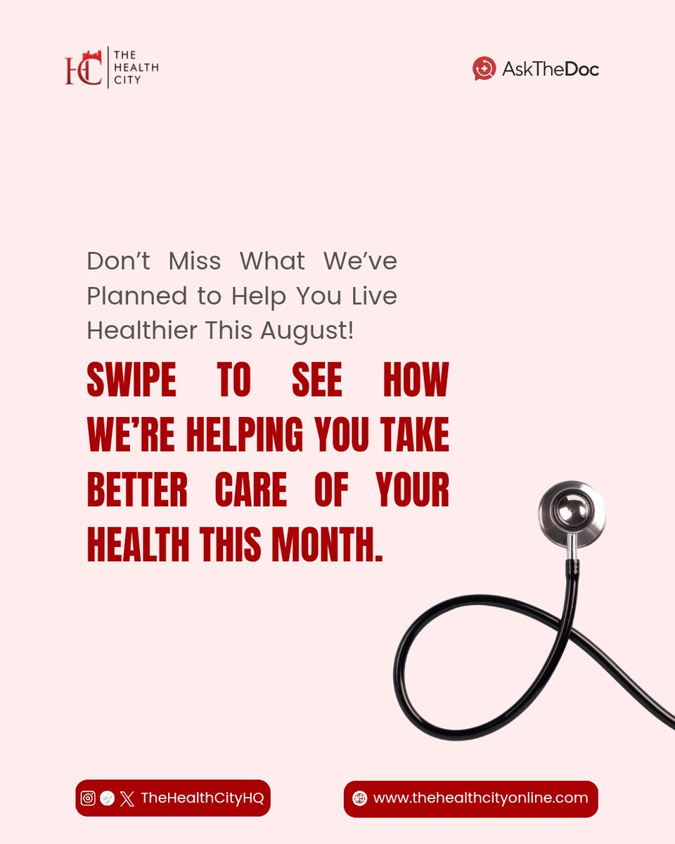 thehealthcityhq's tweet photo. This August, expect practical health content, thoughtfully curated wellness products through CarePlace, and access to professional health consultations for just ₦4,000.
Follow along and take better care of your health.
#HealthTips #WomensHealth #CarePlace #AskTheDoc https://t.co/DWXjk1rfIp