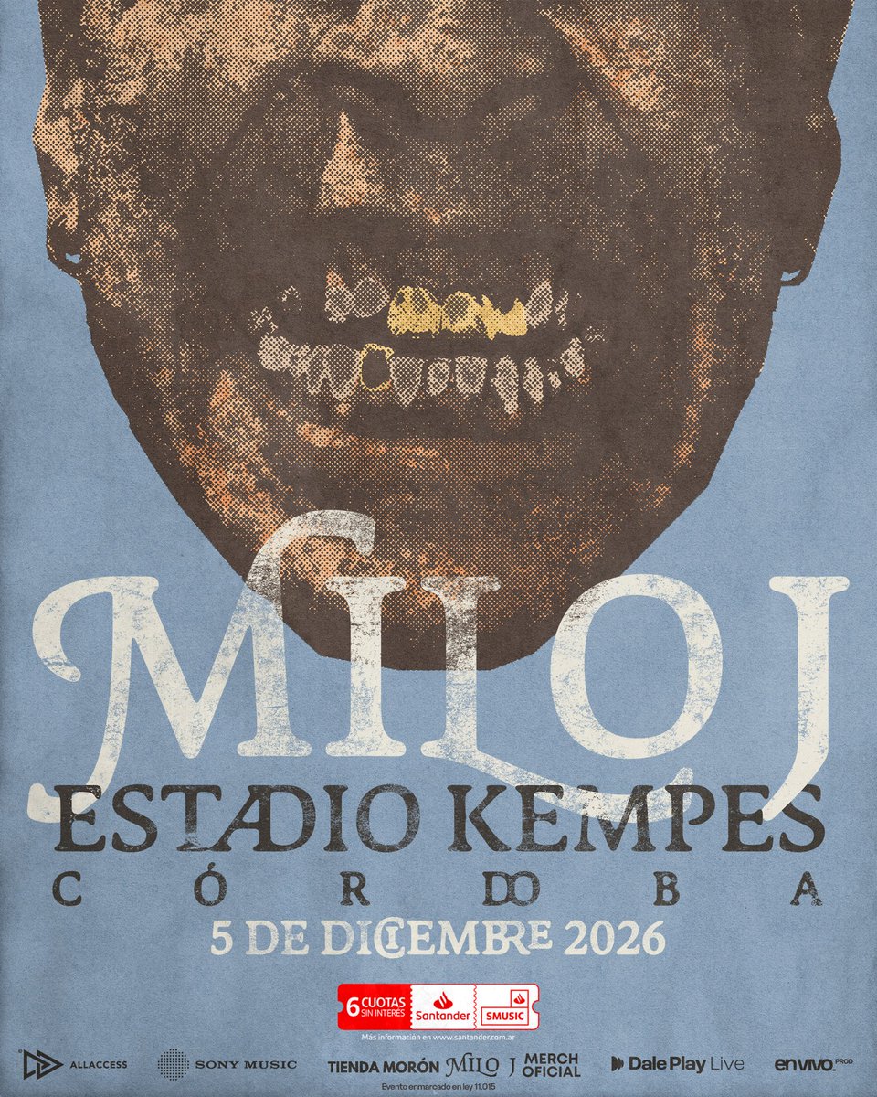 envivoprod's tweet photo. Llega #MiloJ con “La vida era más corta” en Córdoba

📆 5 de diciembre
🏟️ Estadio Mario Alberto Kempes
🎫 Entradas por https://t.co/bU935m0ifE https://t.co/5BOVSEL5aS