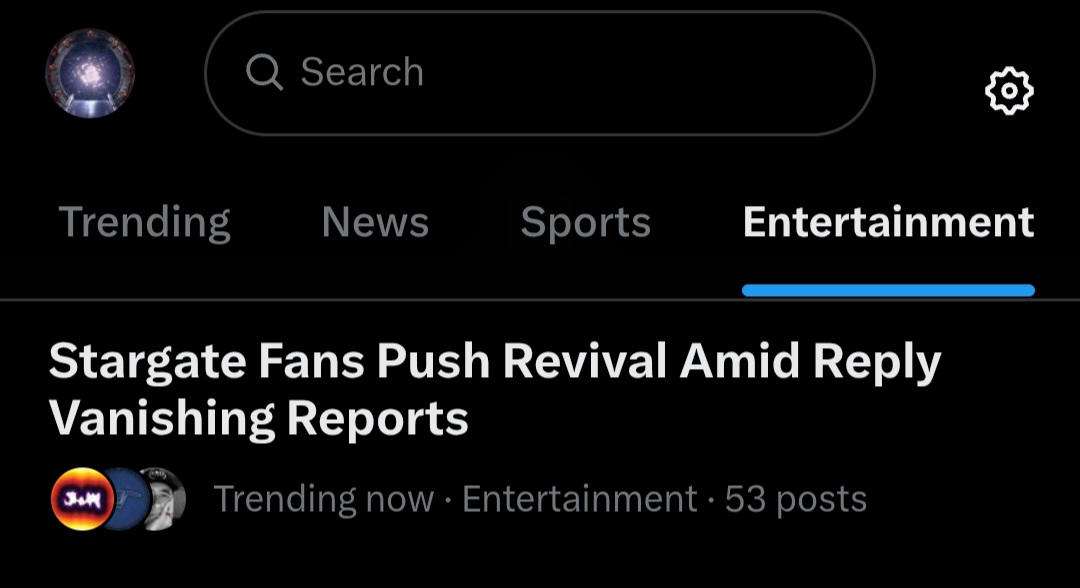 KStargateFan's tweet photo. Stargate is trending again. #SaveStargate https://t.co/85Seko24Wr
