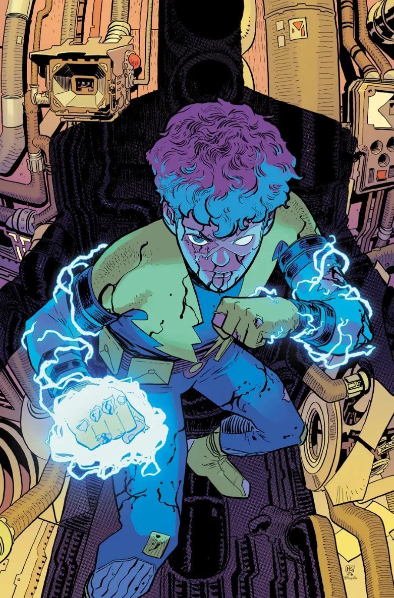 Williamson_Josh's tweet photo. 1000 years from now, superheroes have been outlawed. That hasn't stopped Lightning Lad from taking up the mantle.

See how that shakes out for our young hero in LEGION OF SUPER-HEROES from me, @Cleanlined &amp; @TBonvillain by pre-ordering our first issue before FOC this MONDAY! https://t.co/Op944XeIgV