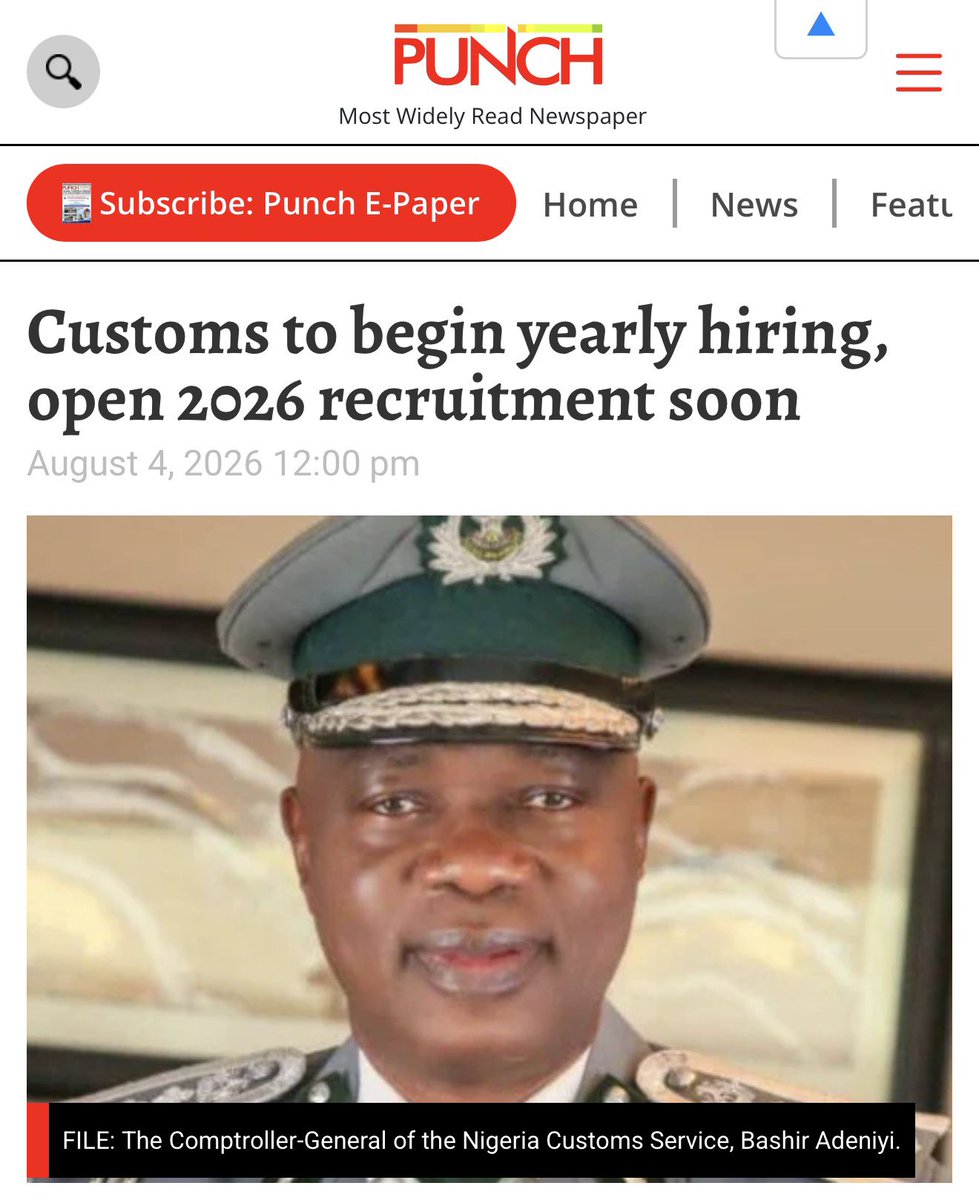 MSIngawa's tweet photo. Customs to begin yearly hiring, open 2026 recruitment soon https://t.co/yeOnUMCGOQ