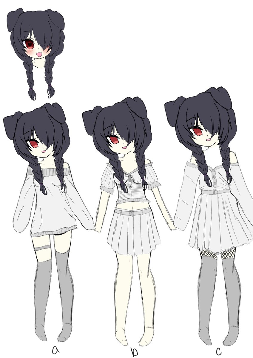 UnknownKnight02's tweet photo. Thinking of calling her Yumi! Poll in the comments to see which outfit you all like more https://t.co/XIMVLUuTrG
