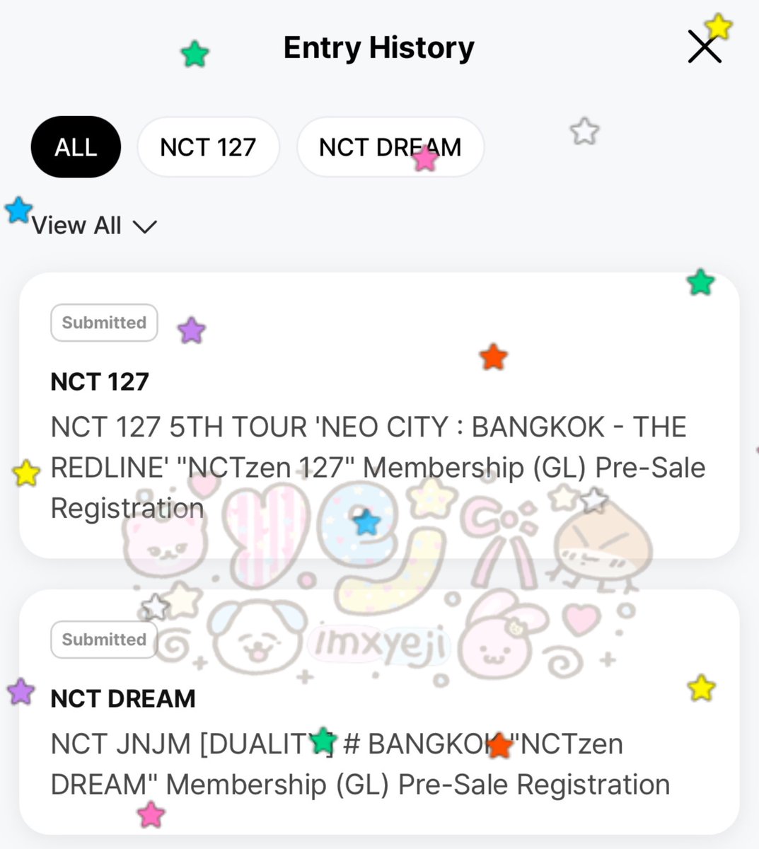 imxyeji's tweet photo. คือพึ่งมารู้ทริคตอนนั้นกดสมัครของน้องดรีมได้ราคา640~(มีtax) ถ้าไม่ทีtaxราคาน่าจะถูกกว่านี้เพราะเรทวอนลง แต่ของนสจน่าจะเรทวอนขึ้นเลยลองหาปทที่taxถูกๆ กดไปเจอปทนึงtax 0.- คือฟินมากอ่ะ ได้มาในราคา640~เหมือนกัน😭🪽🫶🏻💘

#NCT127_5TH_NEOCITY_BANGKOK_THE_REDLINE #THE_REDLINE_BANGKOK https://t.co/J4rsFRIgza
