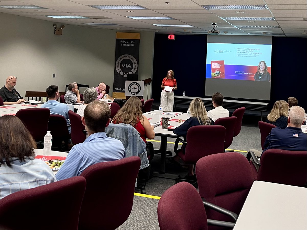 VIA_Makers's tweet photo. Thank you to @RedCaffeineInc for speaking at last week's Sales and Marketing Lunch &amp; Learn!

We discussed how manufacturers can stay competitive by embracing changing buyer expectations, strengthening collaboration across their organizations &amp; using technology more effectively. https://t.co/ZnRuICzIIX