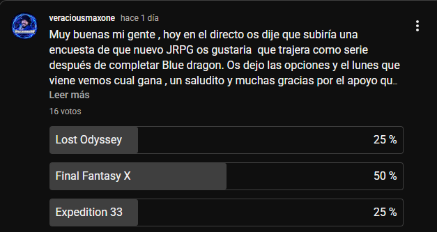 veracious_85's tweet photo. Buenas , desde el lunes 3/8/26 hasta 10/08/26 podréis votar que juego JRPG queréis que traiga como nueva serie al canal, un abrazo muy grande
https://t.co/wpmgz5I4Tz via @YouTube https://t.co/kjdRsXbe5F