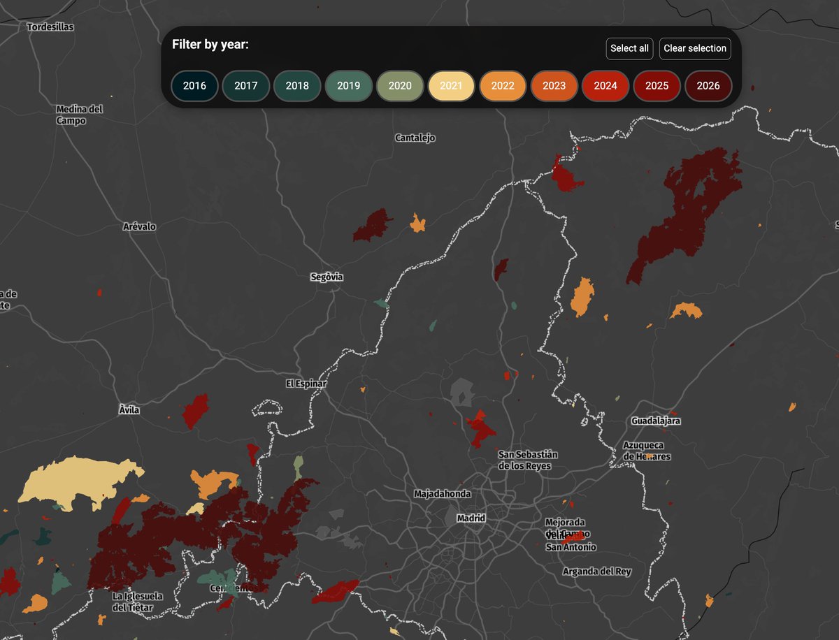 mireiacamacho75's tweet photo. 🔥A petición popular he actualizado los mapas con los incendios hasta la fecha de hoy.
Ahora podréis ver los incendios de:
 
🇪🇸#IFSierraOeste, #IFBurgohondo y #IFSanMartíndeValdeiglesias 

🇫🇷 #Gironde (Burdeos)

🇬🇷 #Beocia y #Ática, próximas a Atenas

👉 https://t.co/S3w71vMm05 https://t.co/2kGgQ43Voz