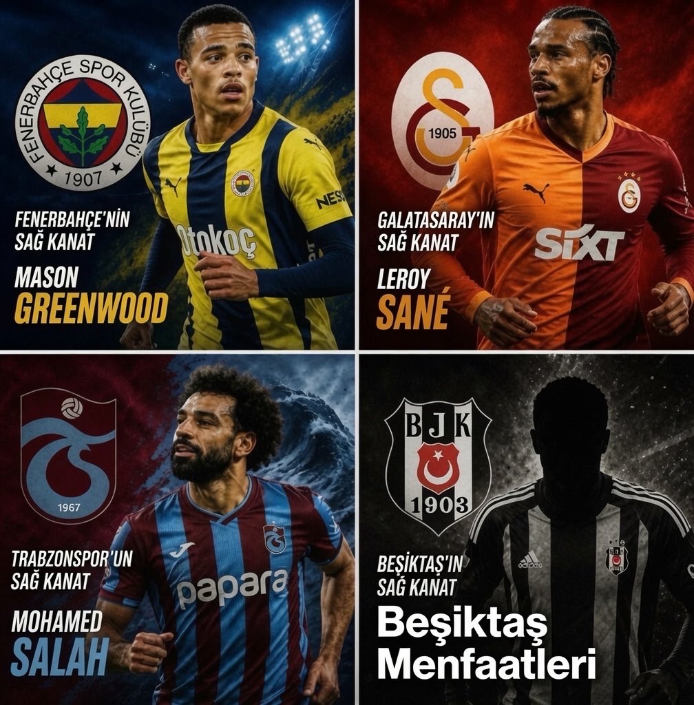 Besiktaspor1903's tweet photo. Mohamed Salah transferi sonrası 4 büyüklerin sağ kanatları https://t.co/V5KGaeZFFg