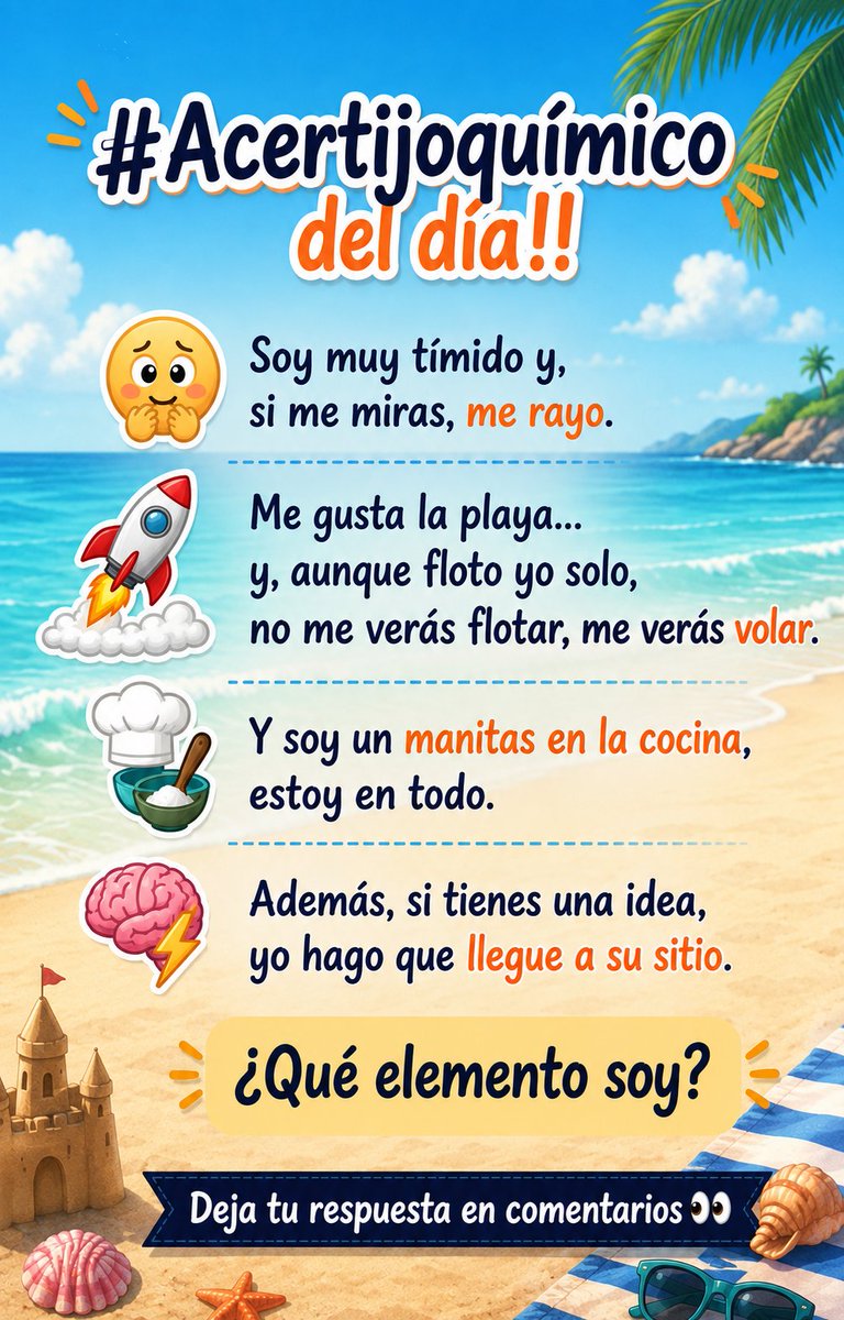 pablofcayqca's tweet photo. #Acertijoquímico del día!!

¿Qué elemento soy? 👀

Anímate y deja tu respuesta en comentarios 👇 https://t.co/qQuCPlnPH8