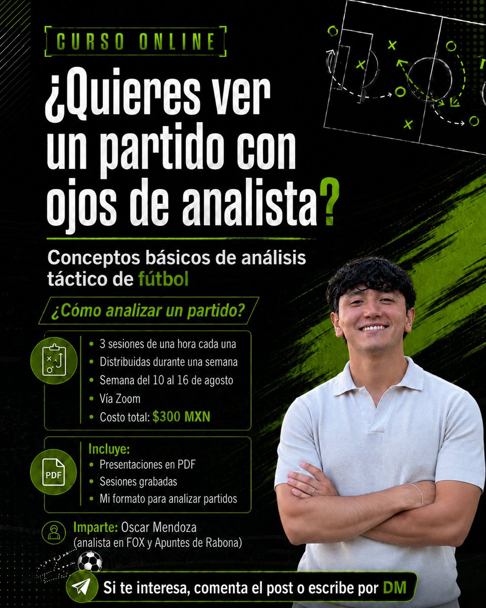oscarmendoza02's tweet photo. Sobrepensé mucho esto, pero quería encontrar la mejor manera de compartir lo que he aprendido durante estos años.

Así que decidí lanzar un curso para quienes quieran dar sus primeros pasos en el mundo del análisis de fútbol.

Si te interesa, comenta o escríbeme por DM. https://t.co/ALxprEnHMs