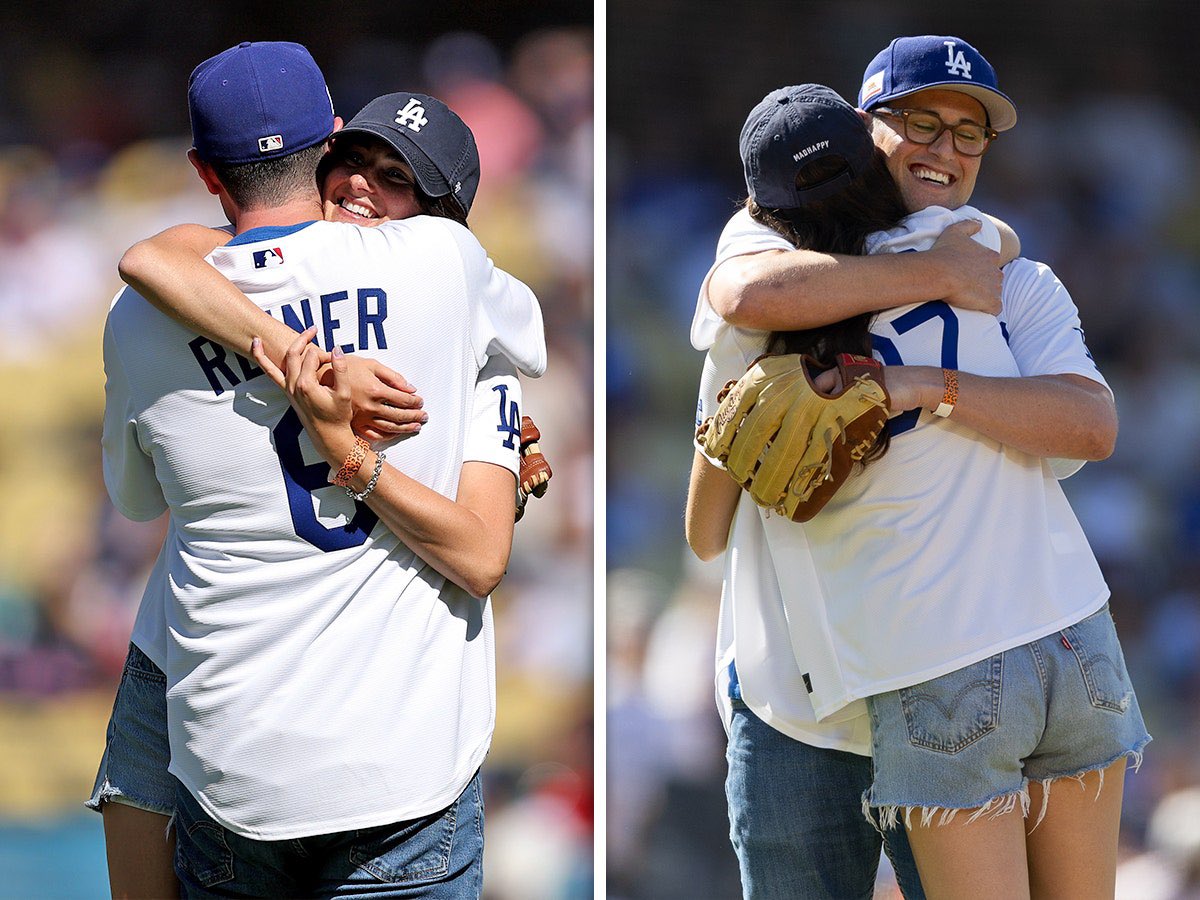 Reiner_Jake's tweet photo. The Dodgers have always been a huge part of our family. My dad and I could talk baseball for hours and I truly never felt closer to him than when we’d watch games together. Dodger Stadium is a place we’d love to come to as a family. Romy and I wanted to honor our mom and dad by throwing out a ceremonial first pitch for each of them. We’re grateful the Dodgers helped make this moment so special.