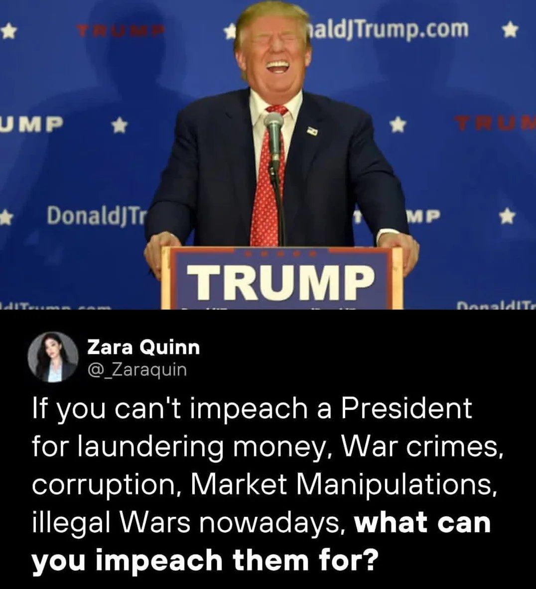 YourAnonNews's tweet photo. Your government is broken. You can't impeach him because he owns all three branches of government.  We literally warned everyone about this shit. It will take decades to recover from Trump and MAGA. https://t.co/k7q34tDIAY