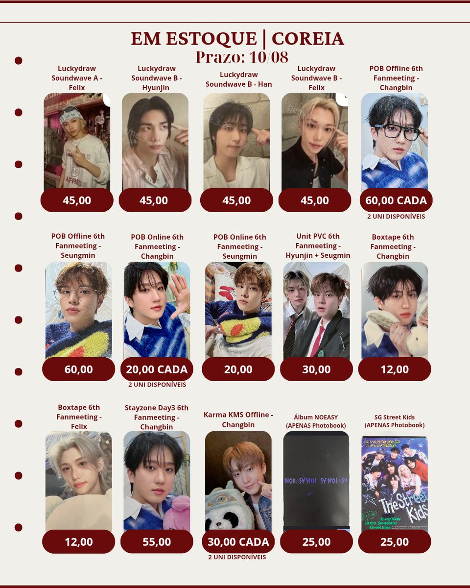 megaversecegs's tweet photo. ☆ MEGAESTOQUE #AGOSTO ☆

 Valores na imagem + freteS
> Todos os photocards a partir da pob offline do Changbin estão com ‼️ 5,00 ‼️ reais de desconto.
Não precisa sair tudo! 
> Aceitamos pix e cartão (com taxas)
Prazo: 10/08 ou 15/08

Interessados responder abaixo ⬇️ #StrayKids https://t.co/hOwS4CPk6u