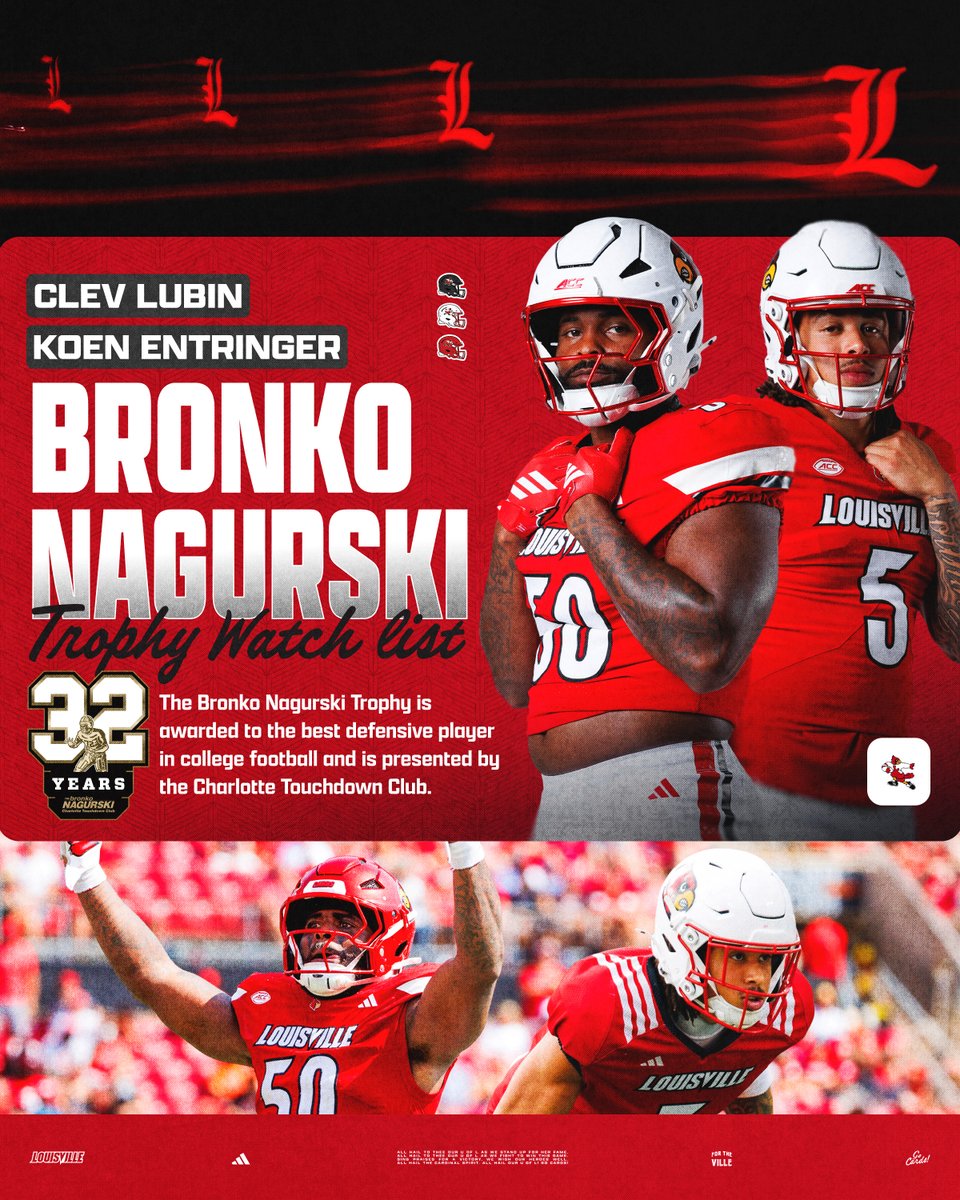 LouisvilleFB's tweet photo. Reppin' on the Bronko Nagurski Trophy Watch List 💪

Details: https://t.co/BXhvSDELHg

#GoCards https://t.co/cLaS5is96s