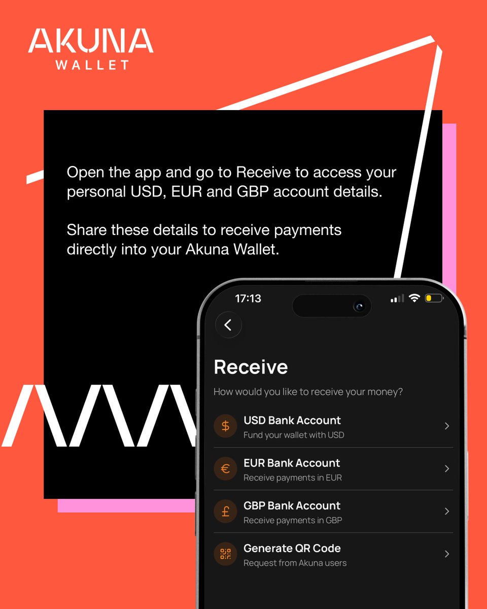 akunawallet's tweet photo. Your next payment is just a few taps away.

Share your wallet details, get paid from abroad and manage your funds all in one wallet.

Simple. Secure. Built for creators and freelancers. https://t.co/fFRyCYvMsI