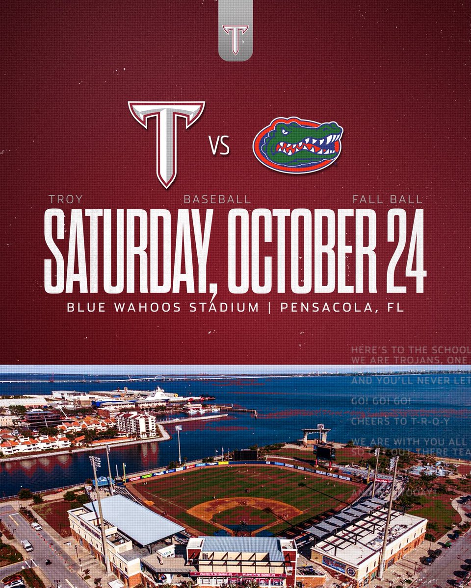 TroyTrojansBSB's tweet photo. See you in October Pensacola!!

Tickets on sale Aug. 25 through the @BlueWahoosBBall Ticket Office. https://t.co/i71mB3exrG