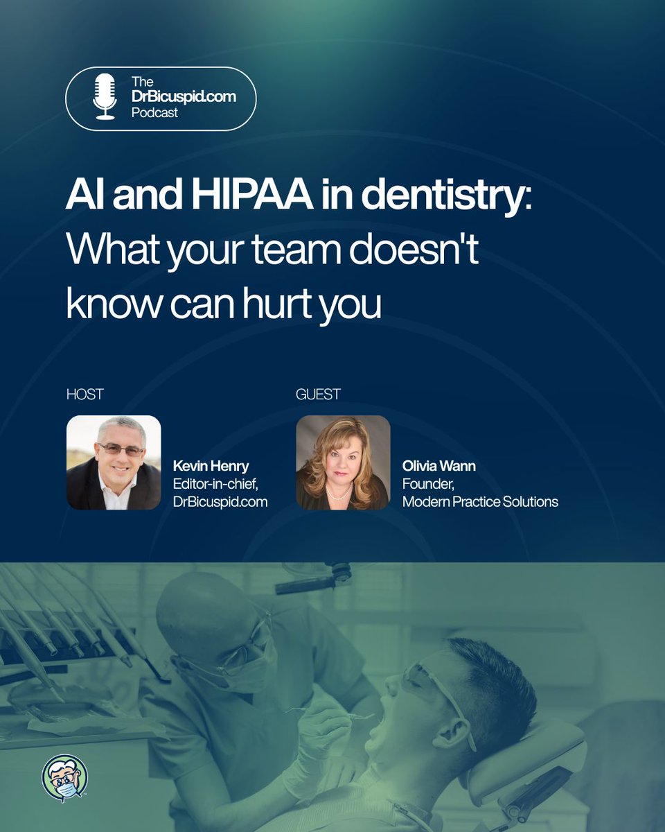 drbicuspid's tweet photo. New podcast episode is live! Your dental team may be using AI tools that haven't been approved, and that's a HIPAA problem. Olivia Wann explains what to do.
🎧 Listen here: https://t.co/IQVP3aqkbC
#DentalCompliance #HIPAA #AIinDentistry https://t.co/OJLqEEXovj
