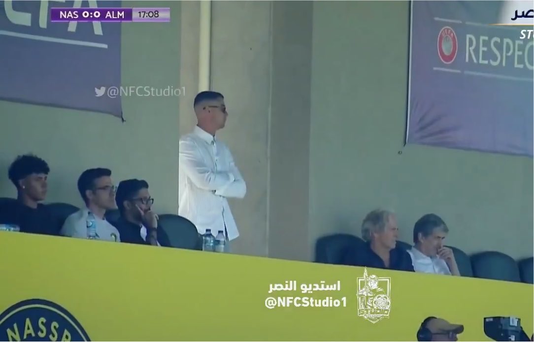 ByanNassr's tweet photo. 🚨🚨🚨🚨📷 

العاشق جيسوس حاضراً في مباراة النصر والميريا 💛 https://t.co/VlN8YNVWvL