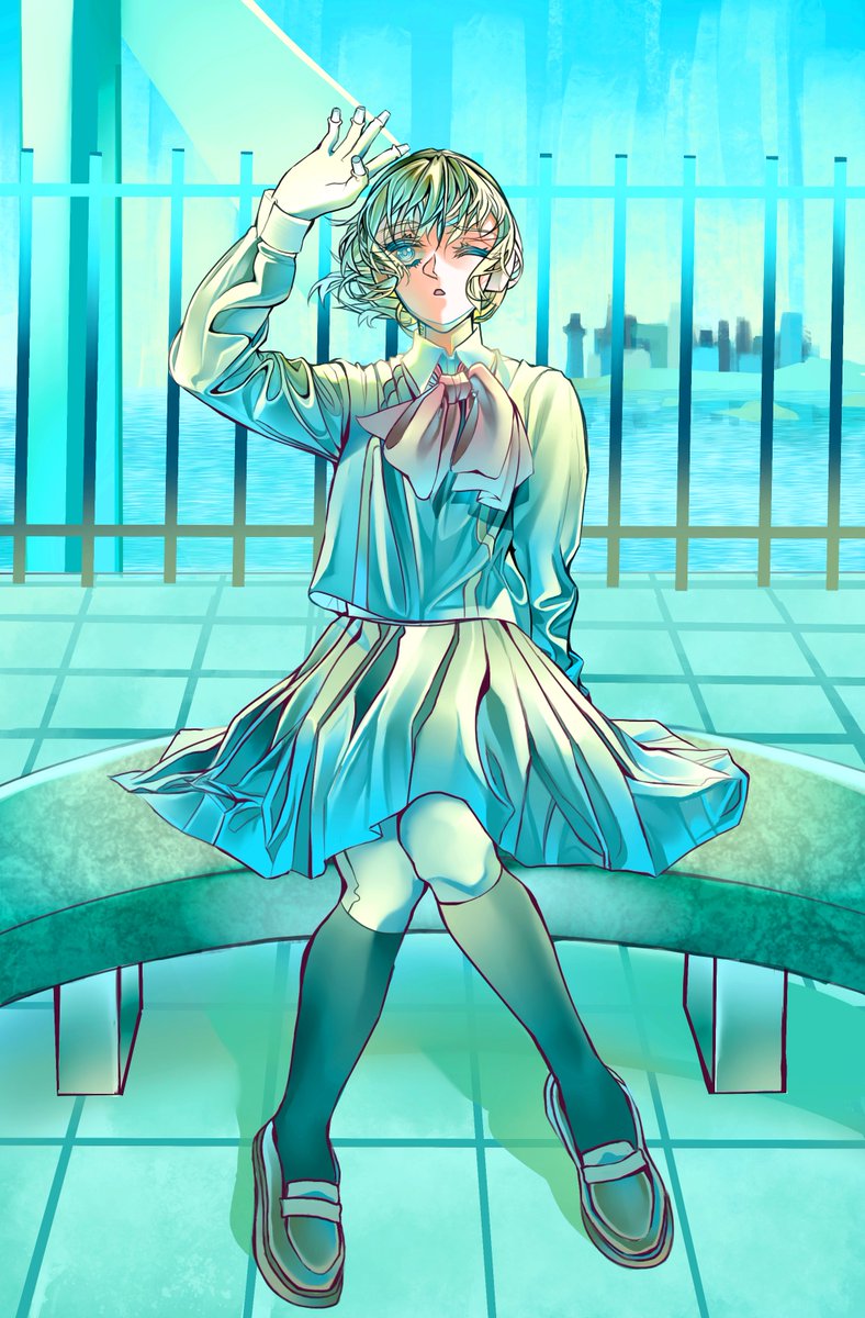 REaLC2F's tweet photo. Aigis on the school roof https://t.co/GiVSQTKw8w