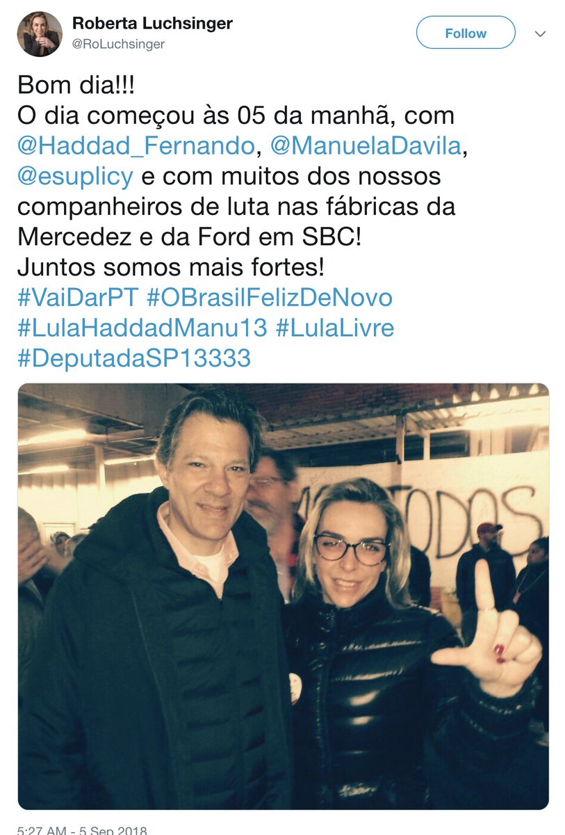 MafinhaBarba's tweet photo. Eita @Haddad_Fernando voce e a @ManuelaDavila eram amigos da Roberta do INSS também? https://t.co/O4hIRb045B