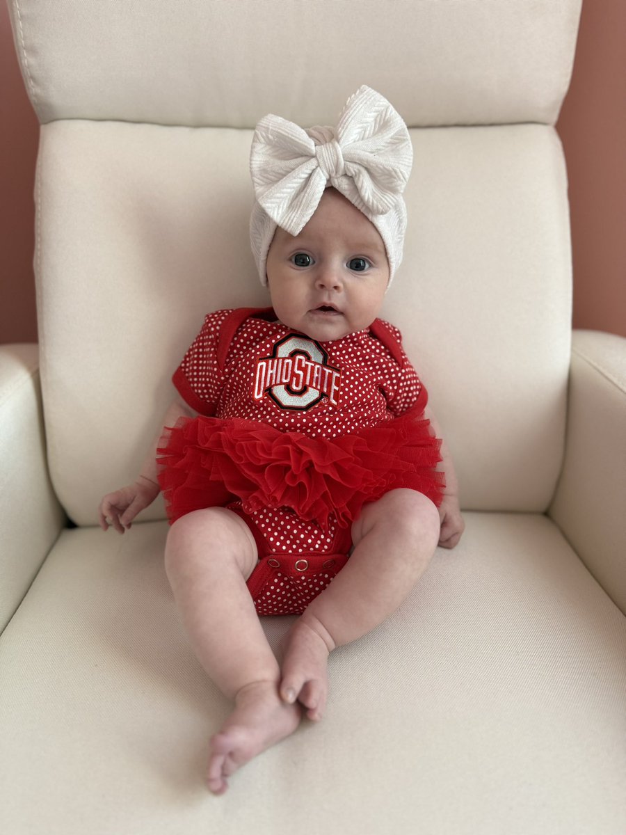 DomTiberi13's tweet photo. Little Mia Marie is 3 months old today… She was born on May 4th which was also Maria’s Birthday…. And check it out Coach @ryandaytime little Mia is already a @OhioStateFB Fan!!! https://t.co/NoSRIJ16LE