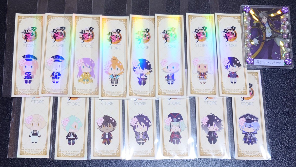 cocoa_other's tweet photo. 【交換/譲渡】刀剣乱舞 ストア 特典 御伴散歩 さくら装備 千社札風ステッカー

譲→乱 *五虎退 蜂須賀 浦島 長曽祢 *山姥切 山伏 堀川 
 *髭切 *膝丸 *大倶利伽羅 不動 石田 *実休 *大慶

求→一期 後家 > 太鼓鐘 日光 各1枚
無印は300円/枚(+送料)で譲渡可

*は決まるまで一期 後家との交換のみ https://t.co/zO8LT1FDov