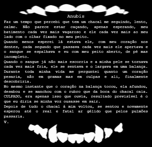 0rfieus's tweet photo. primeiro texto postado, não tá na ordem cronológica de escrita então não é o primeiro que escrevi, mas um dos que mais gosto. (perdão pelos possíveis erros de ortografia, normalmente sempre escrevo de madrugada)
Esse é meu querido Anúbis https://t.co/4N0S4A3d2C