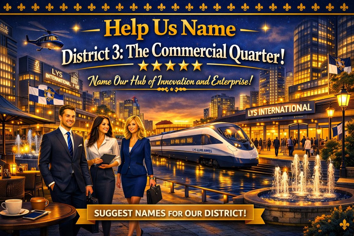 LysGov's tweet photo. What should our Business District be named?
📩 Send us your proposed name suggestions: INFO@LYSGOV.ORG
🗓️ Deadline: Monday 31st August 2026
#PrincipalityOfLys #BusinessDistrict #LysEconomy #HaveYourSay #PublicConsultation #YourVoiceMatters #HelpUsDecide #CommunityInput #Lys https://t.co/5xP4gjSj52