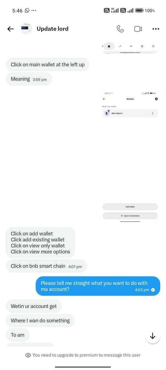Headward340835's tweet photo. @ChiefOdogwu_ We should always Becareful some idiot scammers are watching us as we all are dropping details. One idot pop into ma DM says i should join BNB gang that I can withdraw today.
he asked if I have trust wallet I said YES&amp;add wallet with one BNB chain he gave.after he blocked me https://t.co/iGEvwjjsNM