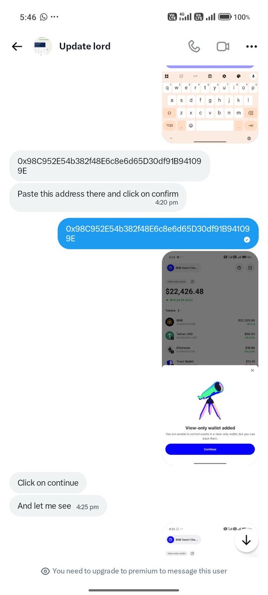 Headward340835's tweet photo. @ChiefOdogwu_ We should always Becareful some idiot scammers are watching us as we all are dropping details. One idot pop into ma DM says i should join BNB gang that I can withdrw today.
he asked if I have trust wallet I said YES
He asked me to add wallet with one BNB chain he gave.he blocked https://t.co/Z20WxGiy9g