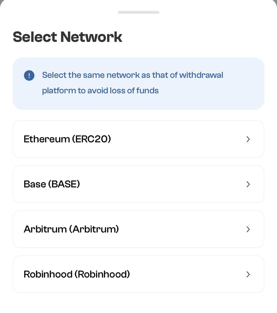 spendabro's tweet photo. The Spenda team literally does not sleep. 
base:0xc674c13f12b506419cc236661e69487d5a019054 Chain is officially LIVE. 

You can now route your ethereum:native deposits directly through the Robinhood Chain on @MySpenda

More chains, More liquidity, Zero friction. when you are ready to convert to Naira or pay your bills. We keep expanding the ecosystem.

Tell who hasn’t heard.
#crypto #cryptospenda