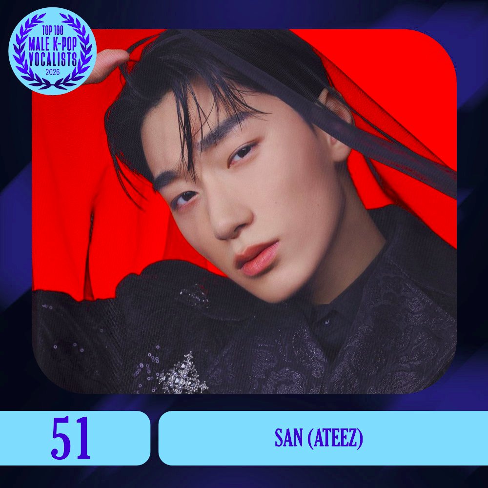 TOP100KPOP's tweet photo. TOP 100 – MALE K-POP VOCALISTS

#51 SAN (ATEEZ)

Congratulations! 🎉 https://t.co/2RJ8Ehw0UY