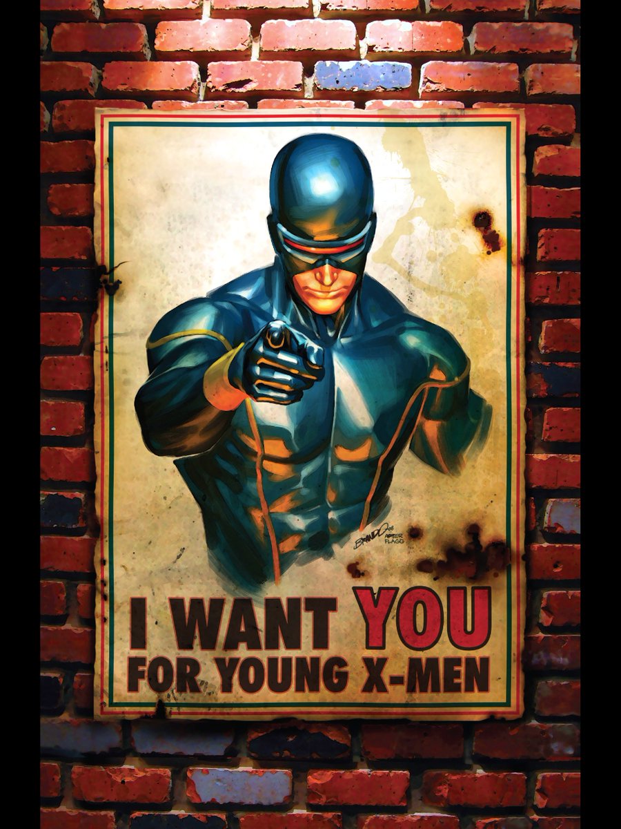 ClassicXMen's tweet photo. Cyclops recruiting poster by Brandon Peterson https://t.co/w7CLckznUC