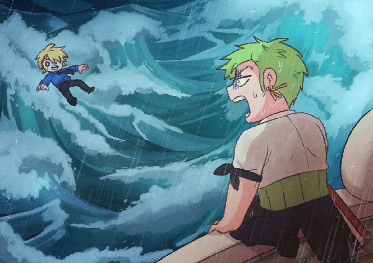 Meganejin_'s tweet photo. My old arts of the book I was gonna make last year. I plotted the whole book, made 2 arts of it, didn't like it, and stopped the project 😅

It's about sanji's diary full of stories and wild recipes when he fell off the ship and stuck on an island with zoro for 9 days. https://t.co/0a14ao7YTr